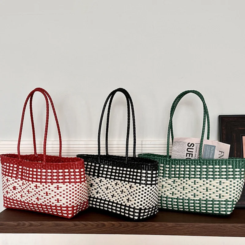 Легкая и прочная тканая сумка Pe Hylhexyr, корзина для овощей, водонепроницаемая сумка-тоут для покупок, сумка для хранения пикника