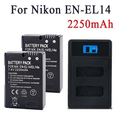 2250mah EN-EL14 EN-EL14A BATTERY FOR Nikon P7800 P7100 D3400 D5500 D5300 D5200 D3200 D3100 ENEL14 ENEL14A Camera Batteria