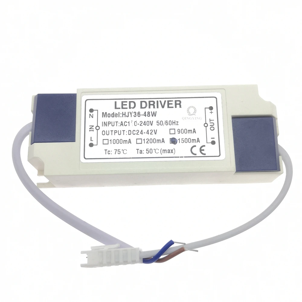 Fuente de alimentación de 110V, 220V, 36W, 40W, 45W, 48W, DC24-42V de Controlador LED, 900mA, 1000mA, 1200mA, 1500mA, sin parpadeo, transformador de