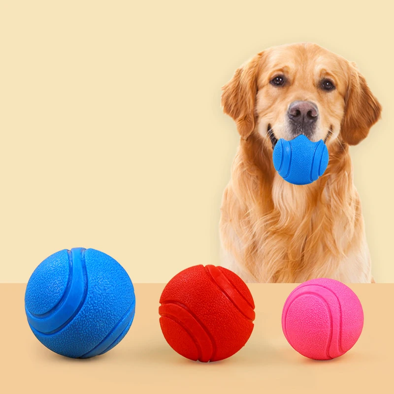 HOOPET Dog Toy Rubber Ball Bite-resistant Ball Toy for Dogs Puppy Teddy Pitbull Red Color Solid Ball S-XL Pet Supplies