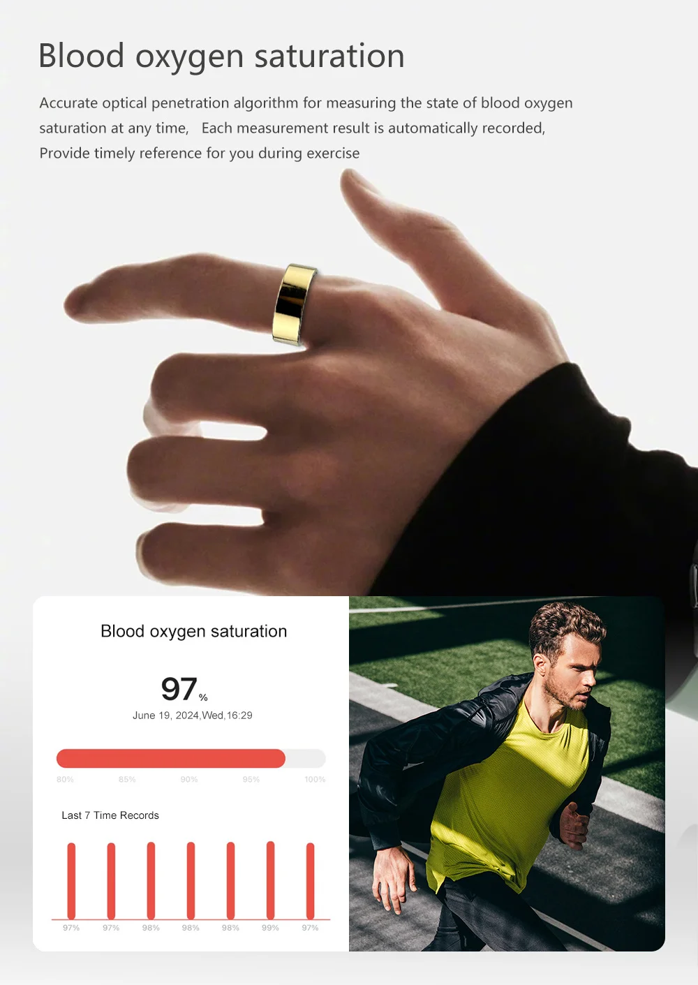 Anillo inteligente 2024 para hombres y mujeres, Monitor de ritmo cardíaco, oxígeno en sangre, salud del sueño, anillo deportivo para Fitness para Android IOS Android