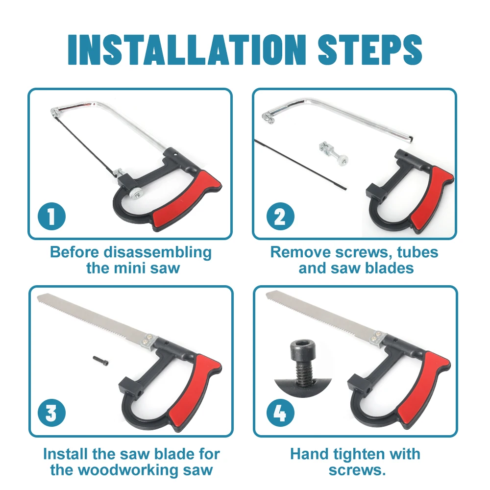 Multi-functional 8in1 Saw Multi Purpose Hand DIY Steel Saw Metal Wood Glass Saw Kit 6 Blades Woodworking Metalworking Model Tool