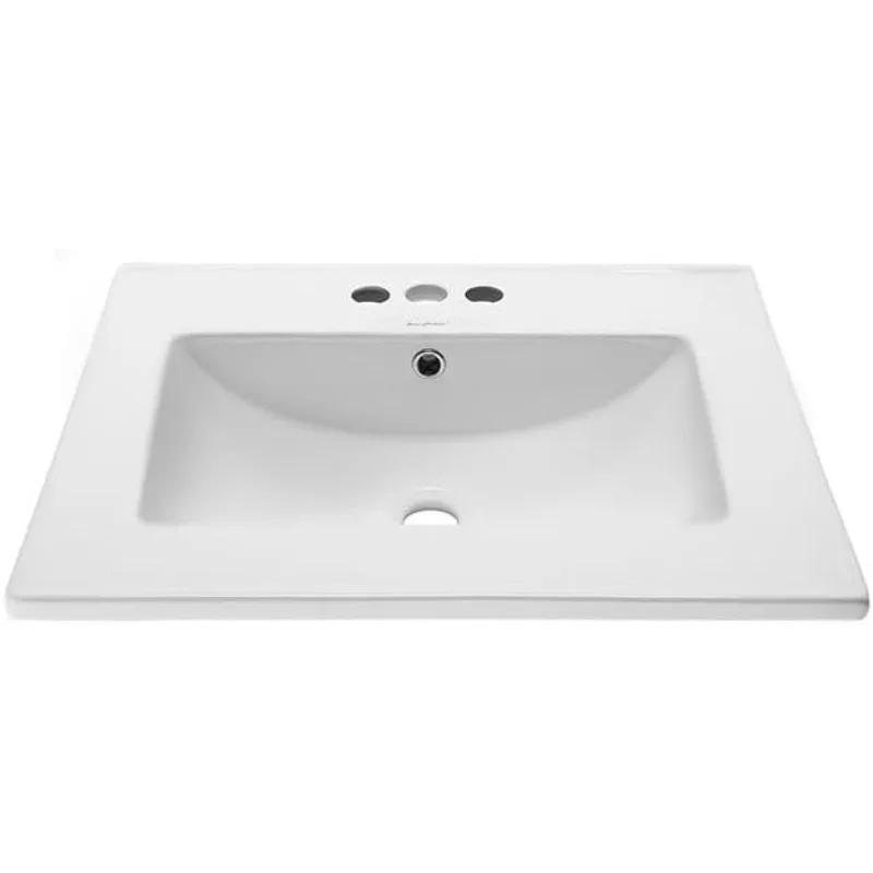 

Well Made Forever SM-VT324-3 Ceramic Vanity Top Sink 24" with Three Faucet Holes, Glossy White