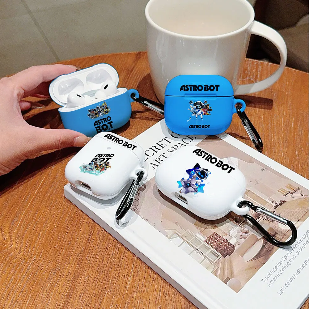 Astrobot Sleeping Square Cartoon Shockproof Protective HD PC Earphone Cover Case For AirPod 1 2 3 4 Pro Pro2 with Metal Hook