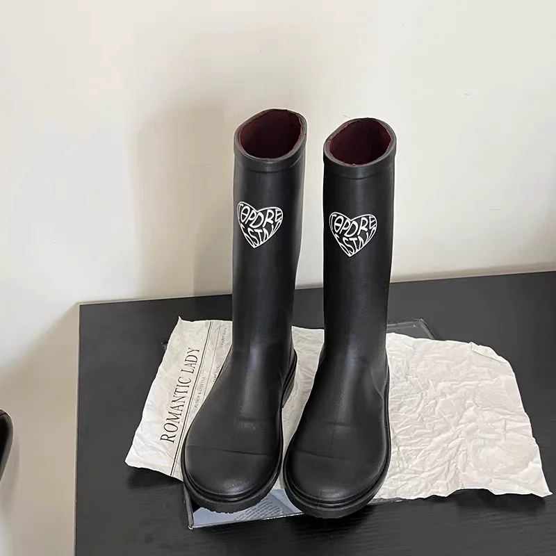 

Рыцарские сапоги с высокой трубкой, женские высокие сапоги до колена с эффектом похудения, универсальные высокие сапоги из искусственного материала, круглый носок до середины икры