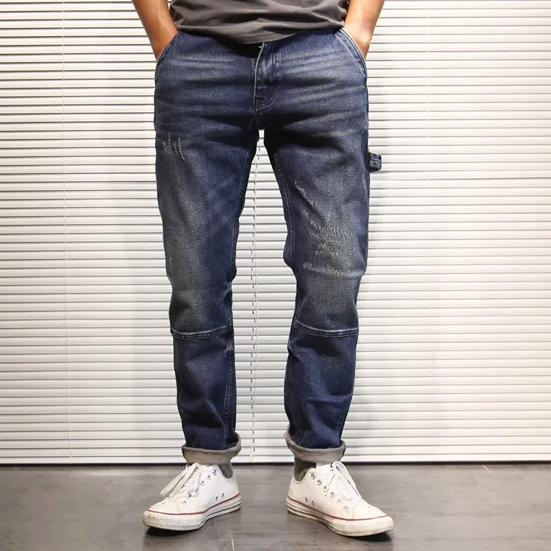 

Мужские джинсы в американском ретро-стиле, повседневные универсальные прямые брюки, длинные брюки на весну и осень, простые повседневные брюки