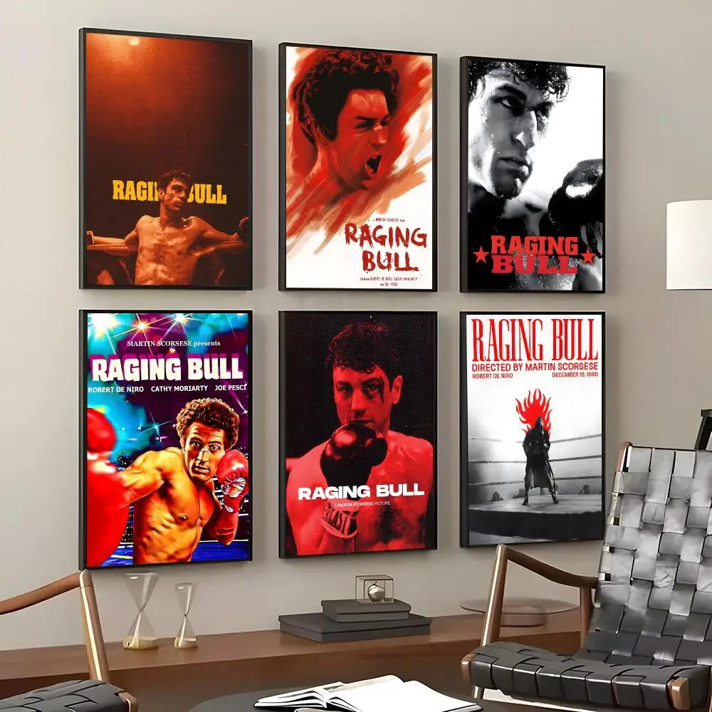 Movie Raging Bull Poster Self-Adhesive Waterproof Wall Stickers, Coffee Bar Home Wall Decor