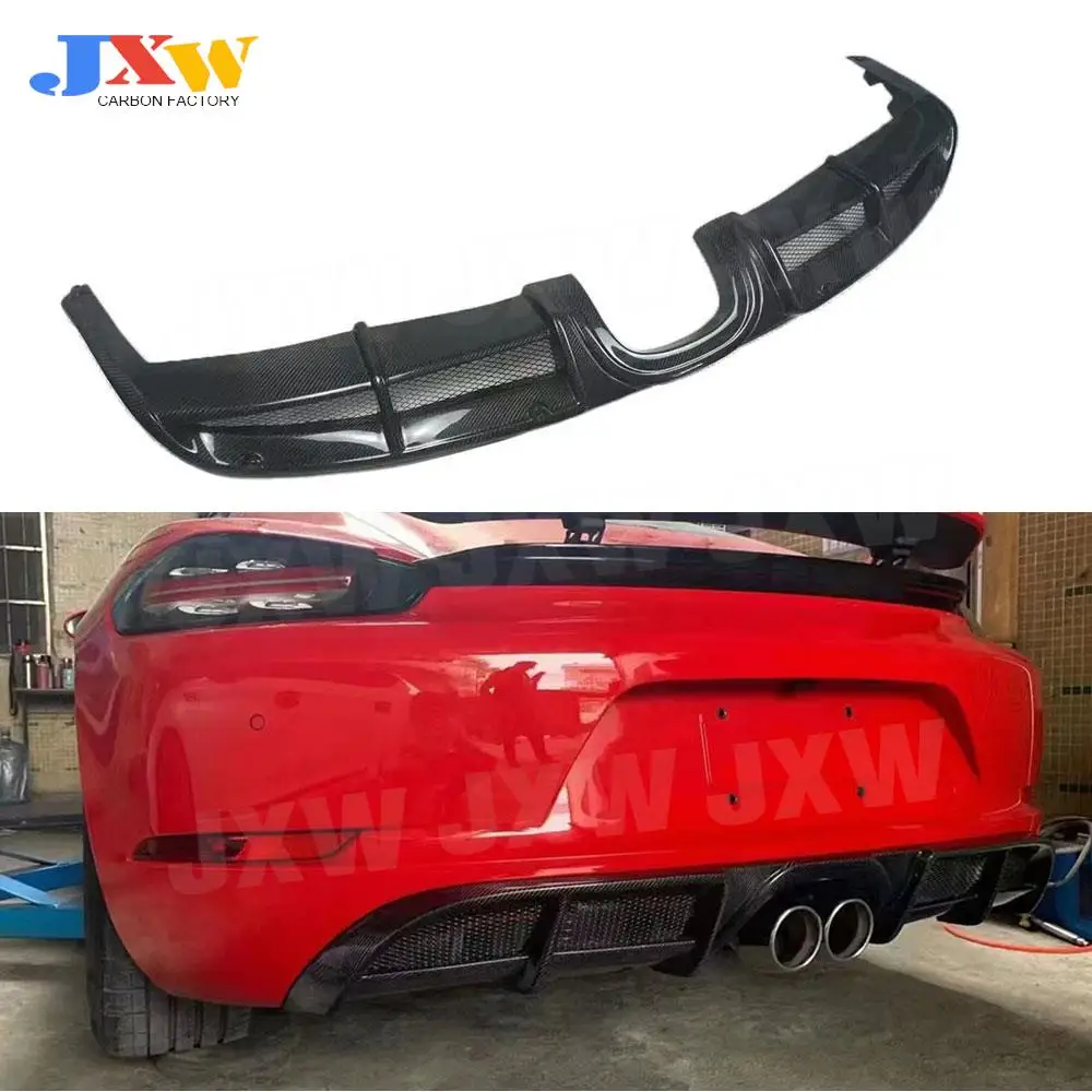 Carbon Fiber Material Rear Bumper Lip Diffuser for Porsche 718 Boxster Cayman 2016-2020 Middle Out Of The Back Lip FRP