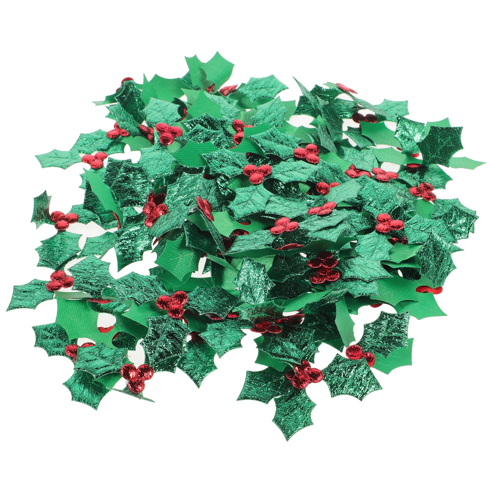 

100Pcs Christmas Headdress Exquisite Artificial Red Berry Green Leaf 5Cm Iron on Patch for DIY Apparel Decoration Holiday Party