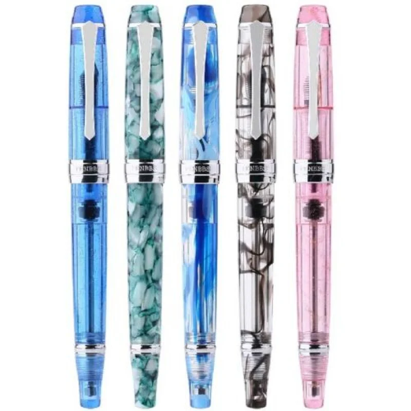 

A+ PENBBS 456 Acrylic Vacuum Filling Fountain Pen Silver Clip Fine Nib F Writing # w.
