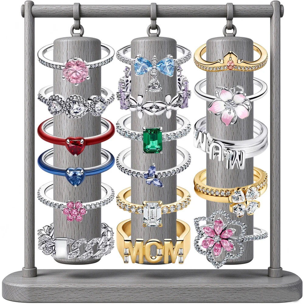 2026 New 925 Silver Three-Leaf Clover Alphabet Heart Flower Women's Ring Suitable for Wedding Party Fashion DIY Gift
