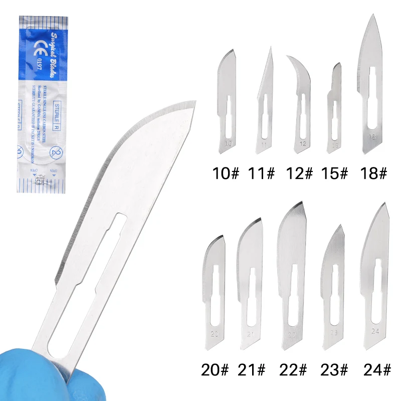 100Pcs Dental Surgical Blade Sterilized Scalpel Knife Carbon Steel Material DIY Mobile Phone Repair Disposable Tools