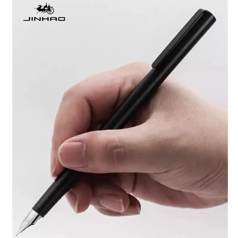 Jinhao 65 Color negro plata notas de trabajo diario pluma estilográfica de oficina EF F Nib estudiante escuela escritura pluma papelería suministros