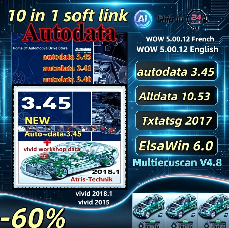 

Autodata 2026 Hot Sale Car Repair Diagnosis Software 3.45/3.41/3.40 Multi-Languages Wiring Diagrams Data Auto Car Repair Tool