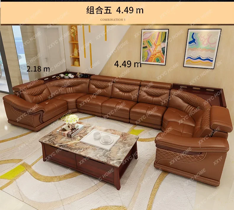 YYGenuine Leather Living Room Sofas Modern Luxury Relax Armchairs Straight Sofas Vintage Comfortable Chaises De Salon Accessorie