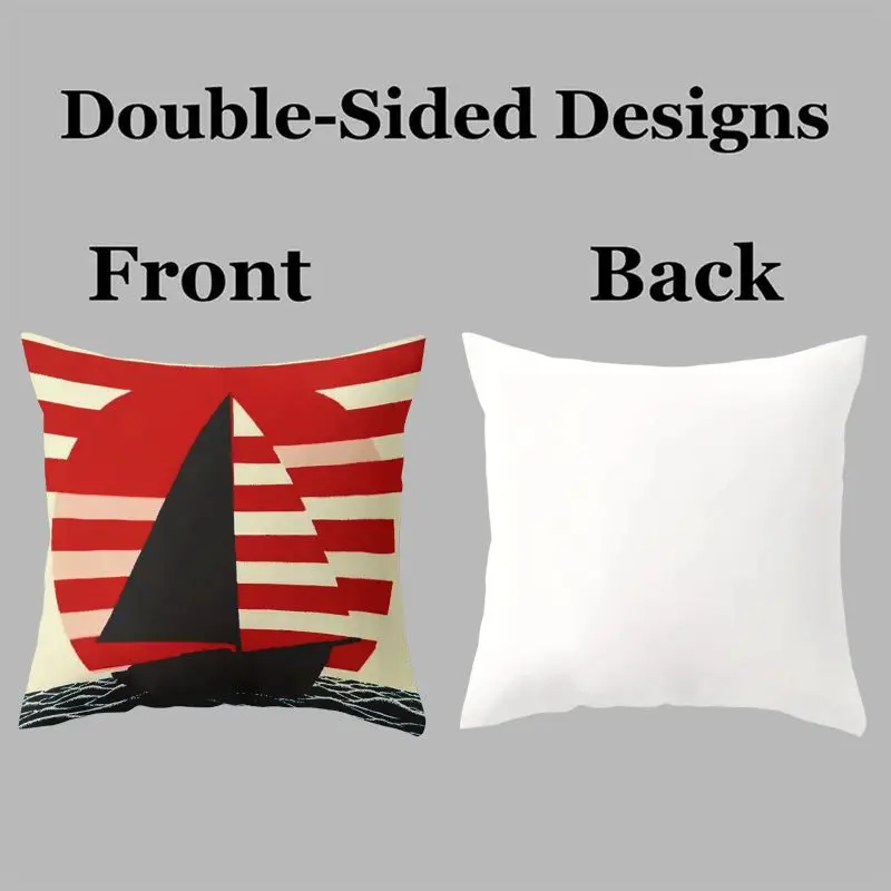 Nautical Throw Pillow Covers Set 4pcs 45x45cm Ocean Coastal Decor Cushion Cases for Beach Home Seaside Style Gift Homeware