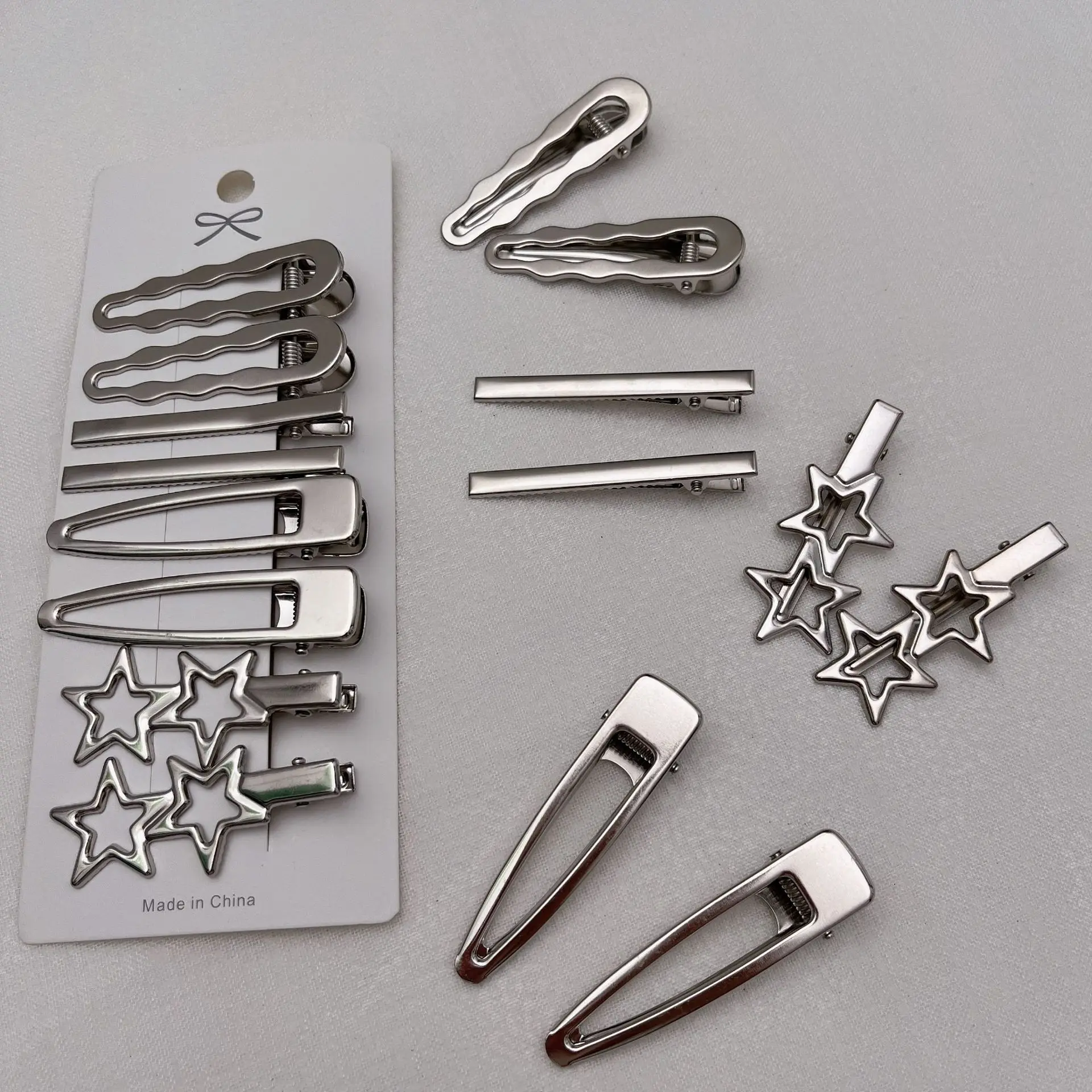 

8pcs Sliver Metal Hair Clips Women Girls Y2K Duckbill Hairpin Personality Bangs Side Headwear Barrettes Hairclip Accessories