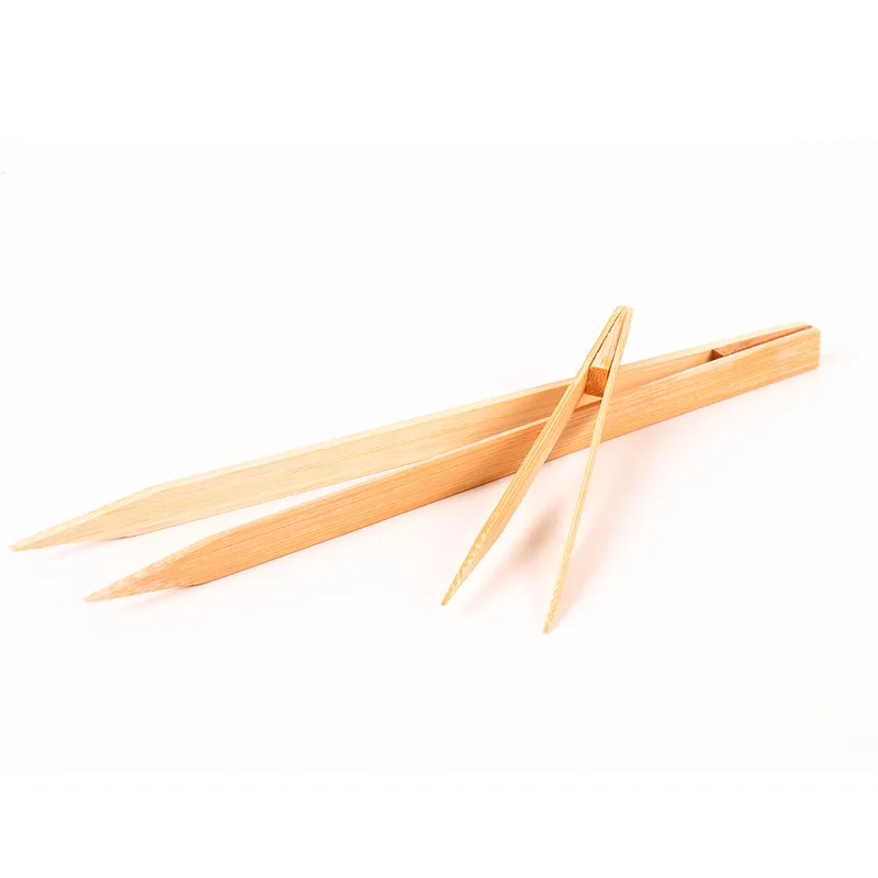 30Pcs Wooden Tea Clip Natural Bamboo Tweezers Gold Foil Kitchen Salad Food Toast Tong Cooking Bread Tea Dustproof Bamboo Clips