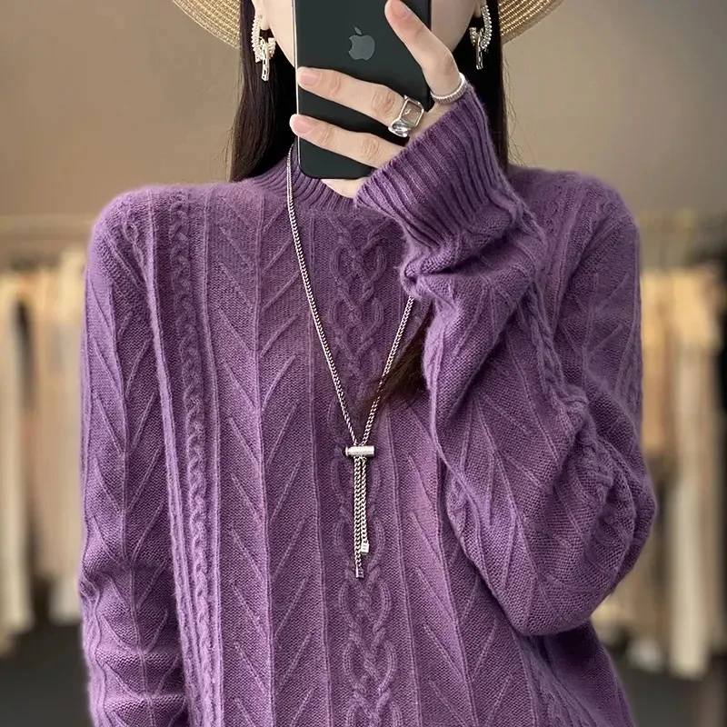 Women Sweater Autumn Winter Turtleneck Knitwear Korean Casual Solid Bottoming Shirt Fashion Knit Pullovers Pink Warm Jumpers