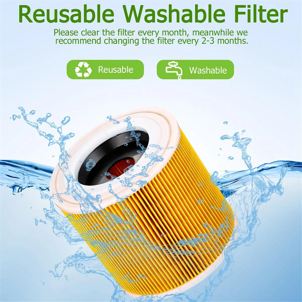 2 قطعة فلتر خرطوشة للمكنسة الكهربائية كارشر WD3 قسط WD2 WD3 WD1 MV3 MV2 WD 3 P طقم تمديد ضد الغبار الناعم