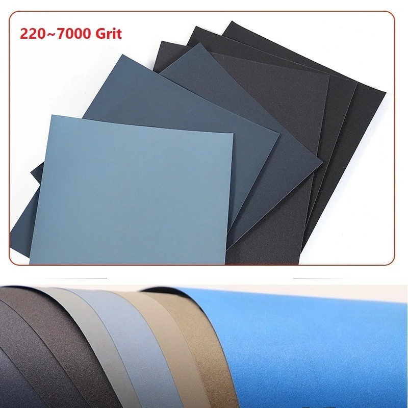 กระดาษทรายแบบเปียกและแห้ง ชุดกระดาษทรายขัดเงาสำหรับรถยนต์ โลหะ พลาสติก ขนาดเม็ดทราย 220-7000
