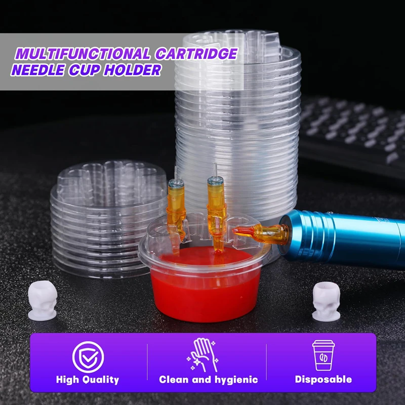 20pcs/pack Plastic Disposable Tattoos Needle Holder Tattoos Cartridge Needle Trays Ink Cup Holder for Permanent Makeup Body Art