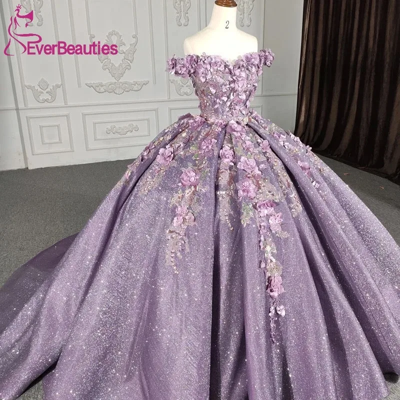 Quinceanera Dress for Juniors Ball Gown Vestidos De 15 Quinceañera Party Dresses Glitter Tulle Appliques Prom Dress