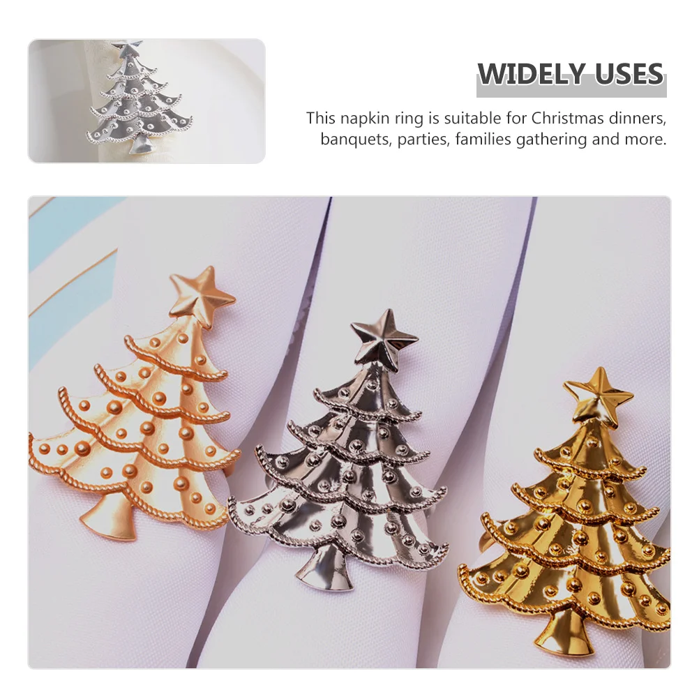 

6Pcs Silver Christmas Napkin Rings Exquisite Design for Home Hotel Gatherings and Special Occasions Napkin Rings