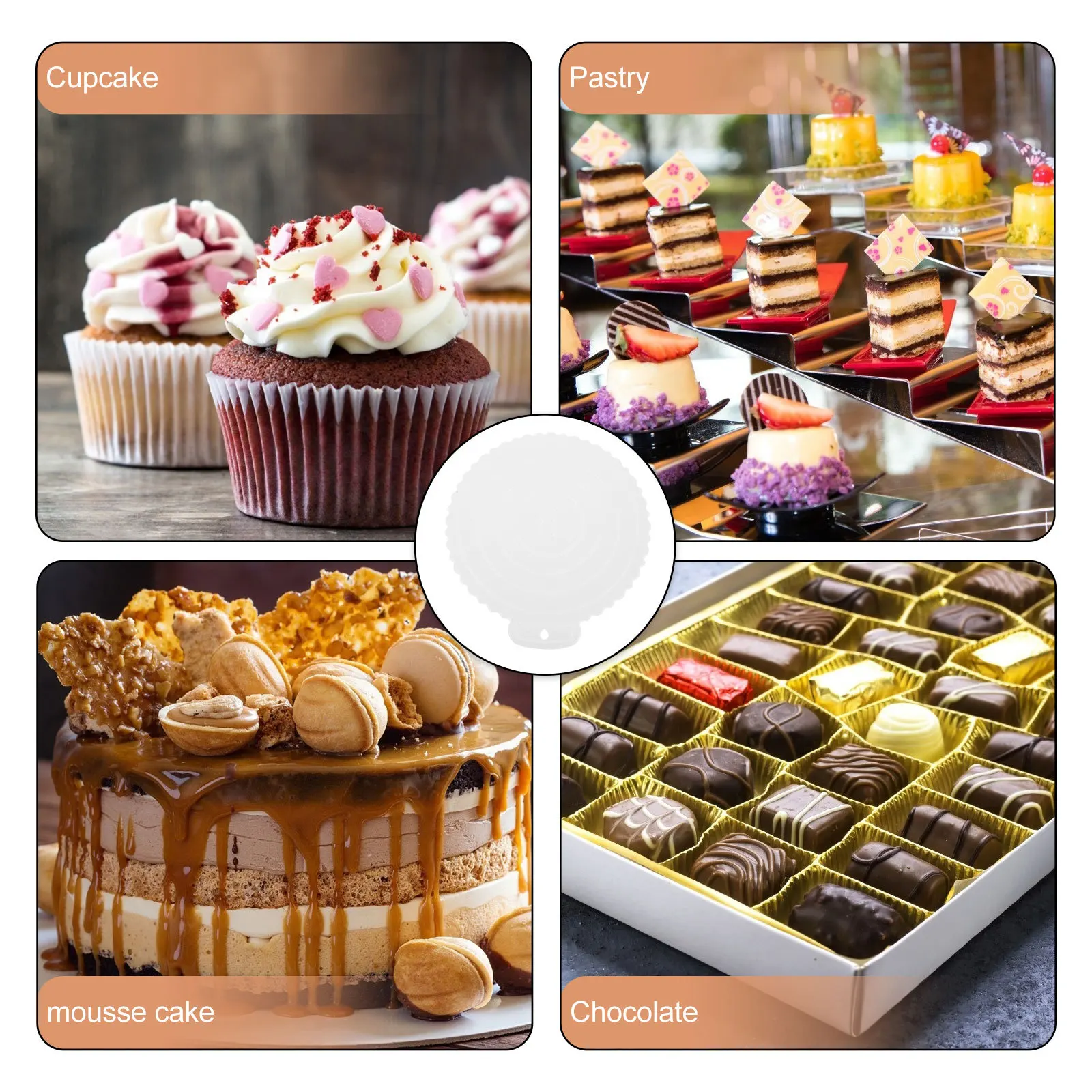 

1pcs Cake Board With Handle Thickened Reusable Plastic Round Base For Cupcakes Mousse Cakes Pastries Dessert Display Party