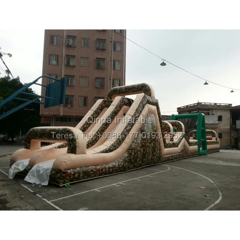 หลักสูตรอุปสรรคทําให้พองยาว 26 เมตรเชิงพาณิชย์ Bouncy Jumping House สนามเด็กเล่นทําให้พองสําหรับผู้ใหญ่และเด็ก