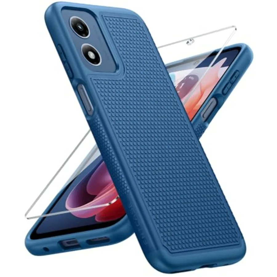 

Mo Moto G-Play-2024 Case: Dual Layer Protective eavy Duty C Pone Cover Sockproof Rugged wit Non Textured Back - Military Protec