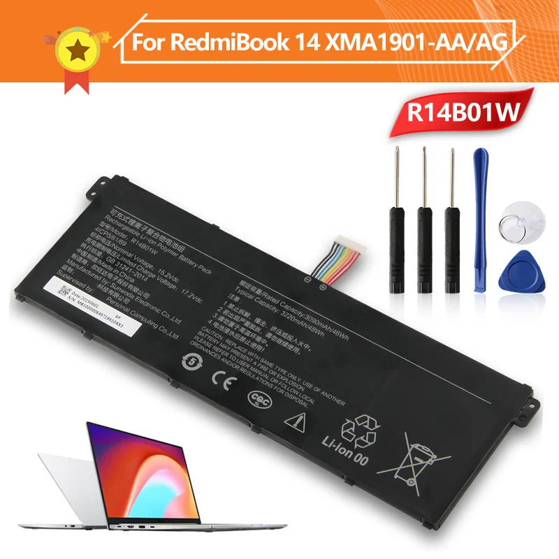 

Replacement Battery R14B01W for RedmiBook 14 XMA1901-AG XMA1901-AA Replacement Battery 3220mAh