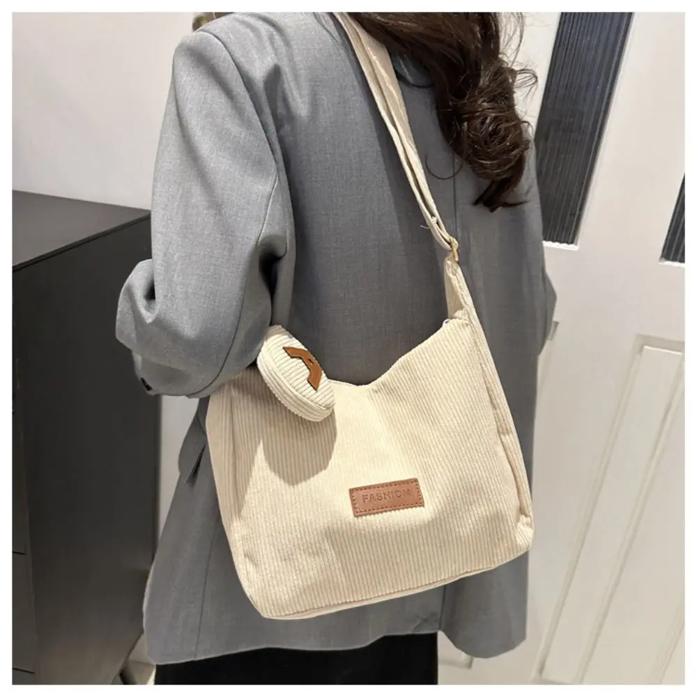 New Durable Corduroy Crossbody Bag Large Capacity Dumpling Handbag Casual Shoulder Bags Women Messenger Bag