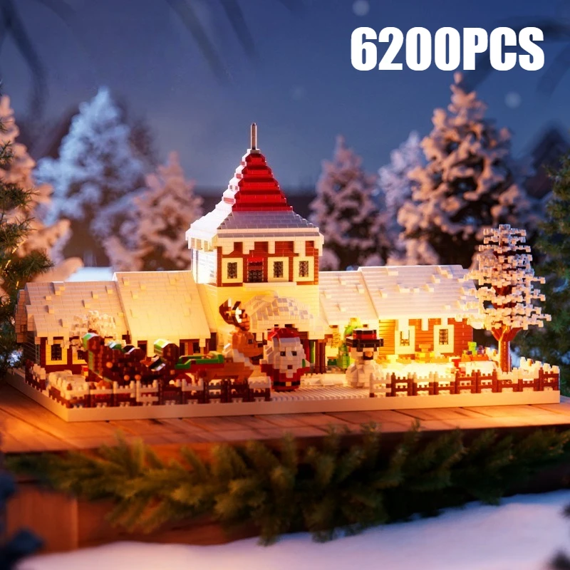

6200pcs Christmas House Assembled Building Blocks Micro Children Christmas Carriage Assembling Puzzle Toys for Kids Xmas Gifts