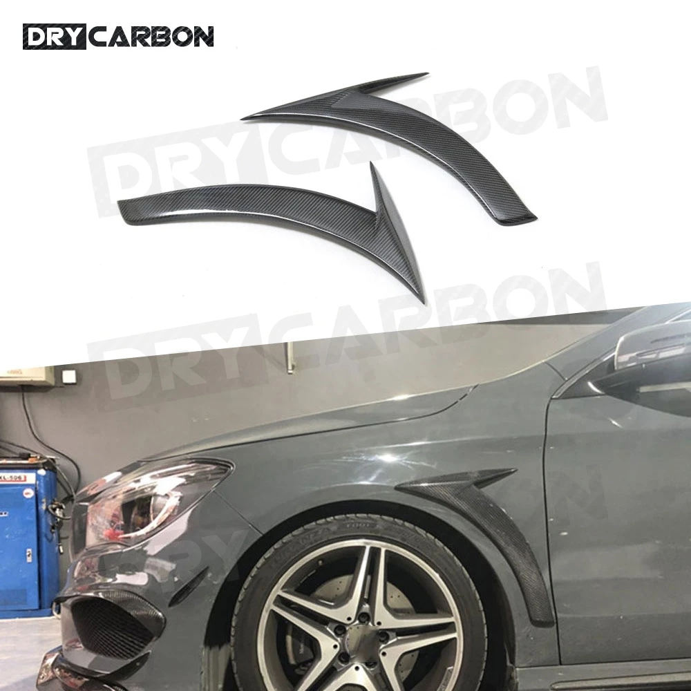 

2PCS For Benz CLA Class W117 CLA180 CLA200 CLA250 2013-2019 Front Fender Vent Fin Trim Covers Carbon Fiber Car Body Kit