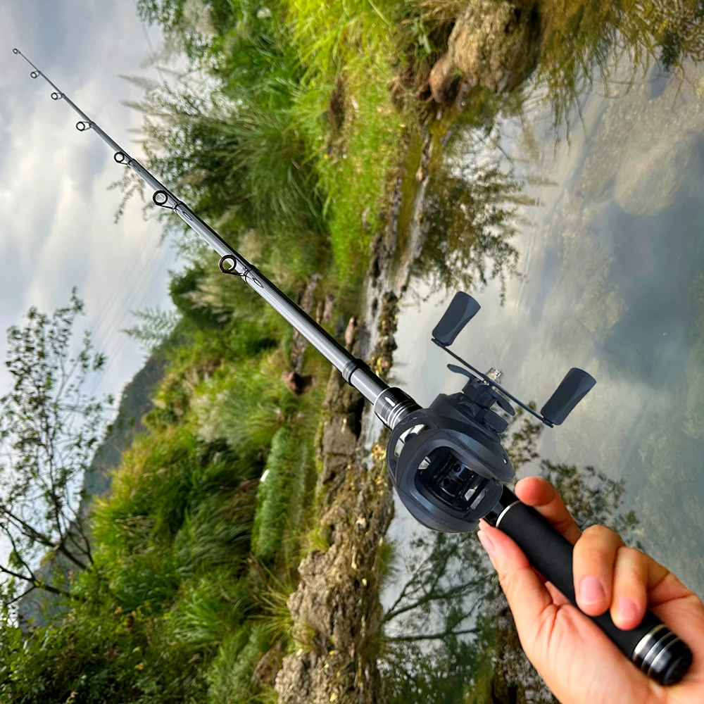 1,5-2,4 m Angelrute Reel Combo Tragbare Teleskop Reise Pole 18 + 1BB Links/Rechts Hand Baitcastingrolle für Bass Karpfen Angeln – Detail 14