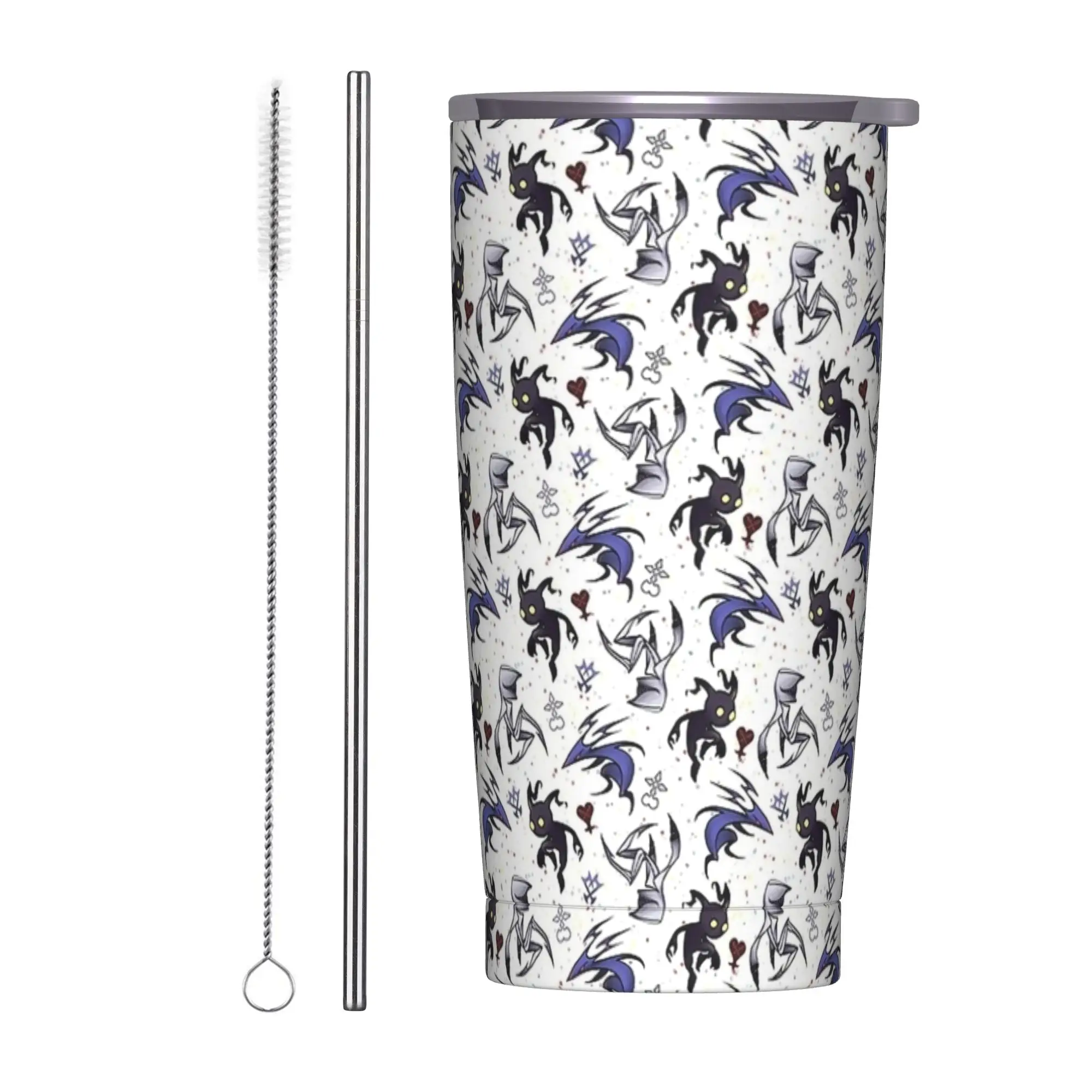 

Стакан с узором Hollow Knight, вакуумная изоляция, игровые кофейные чашки с крышкой, соломенная автомобильная кружка, бутылка для воды, 20 унций