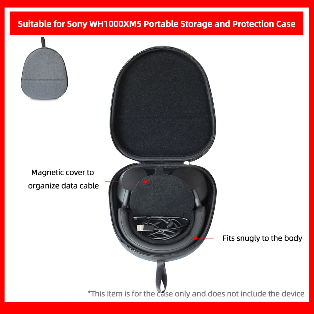 Hard Carrying Case Shockproof Travel Protective Case EVA Anti-Scratch Travel Carry Bag Anti-Drop for Sony WH-1000XM5 Headphone