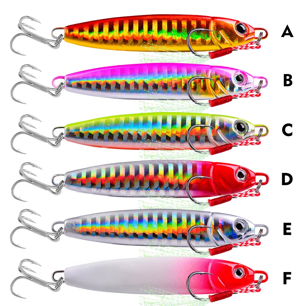 PROBEROS 5pcs Jigger Sea Fishing Metal Jigger Spoon 55/62/70mm 3D Bait Lead Fish Sea Bass Jigger Fishing Gear Accessories