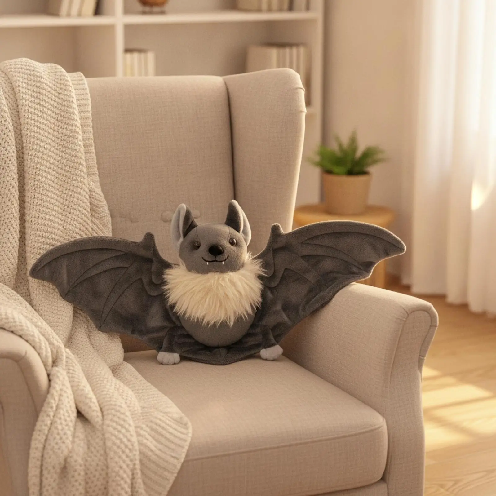 Sweet Bat Plush Toy Stuffed Animal Cute Flying Mammal Doll for Nursery Shelf Display Gift