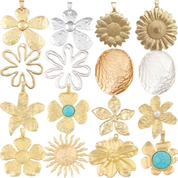 1 PC Large Hammered Flower Bohemian Charms Pendants For DIY Necklace Jewelry Making Findings