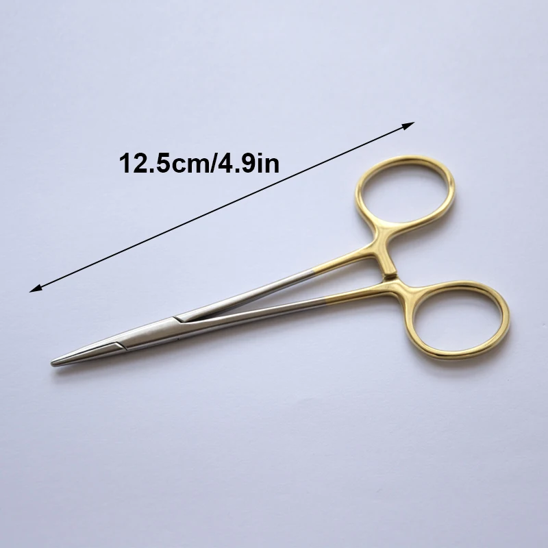 12.5cm Golden color handle Needle clamp medical pliers Surgical forceps Double eyelid cosmetic plastic surgery Needle holder