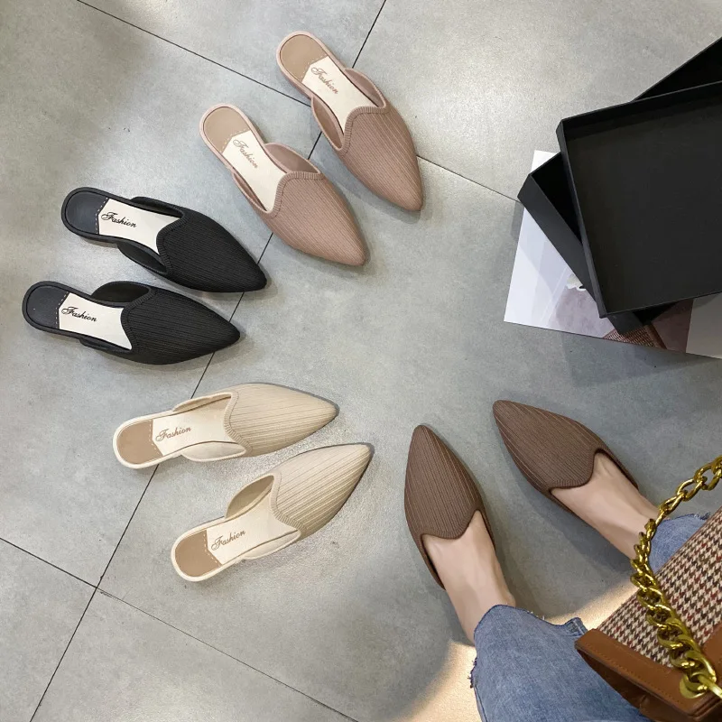 Wholesale Women Shoe23summer New Pointed Low Heel Sandals Temperament Lazy Person Shoe Comfortable Anti Slip Sandals Women Mules