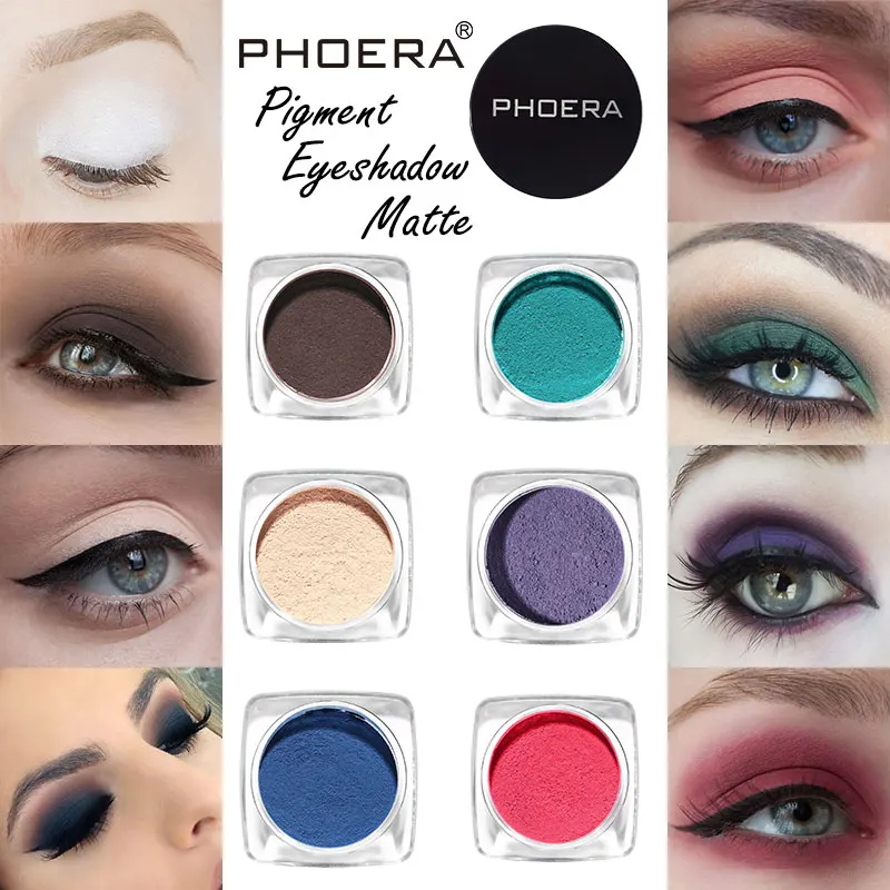 PHOERA 12 Color Matte Glitter Eyeshadow Palette Waterproof Eyeshadow Brown Grey Smoky Shimmer Eye Shadow Pigment Makeup