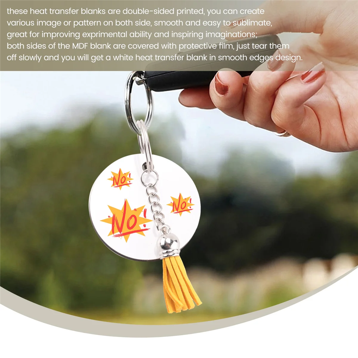 CHCH 240 Pieces Sublimation Blanks Keychain Set Round Key Rings Sublimation Ornament Blanks Heat Transfer Keychain Tassels