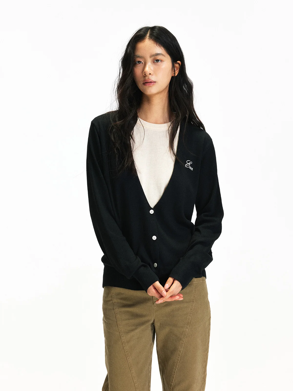 

Вязаный кардиган UnderStr с V-образным вырезом, длинными рукавами, эффектом похудения, роскошный на ощупь, повседневный, свободного кроя, из смесового полиэстера, зимний топ