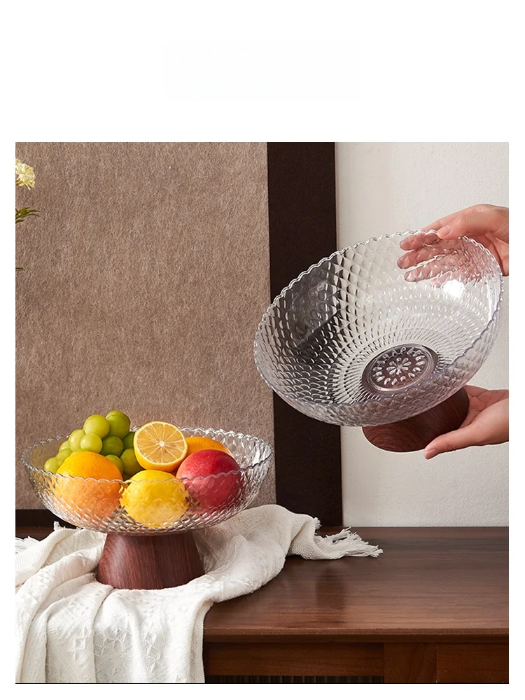 

U Mi LIVING Vintage Sle High-legged Tea Table Fruit Tray Wooden ain Simulation Drainable PET Fruit Basket Dining Tableware