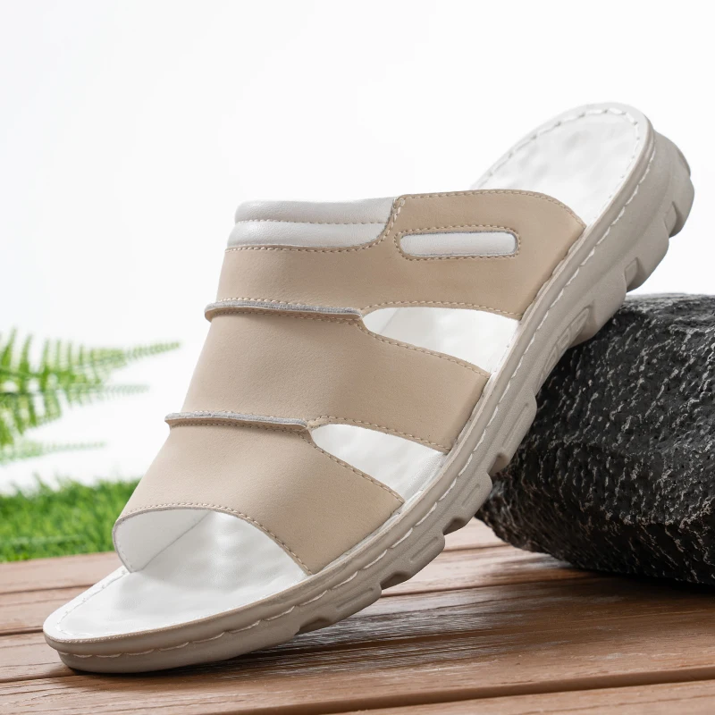 

Men's Summer Threestraps Sandals Slip-On Anti-Slip Wear-Resistant Breathable Comfortable Outdoor Slippers-DH8902