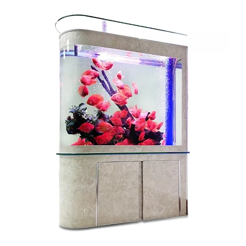 

Fish tank aquarium large living room floor-to-ceiling household water-free ecological partition screen entrance bottom filter