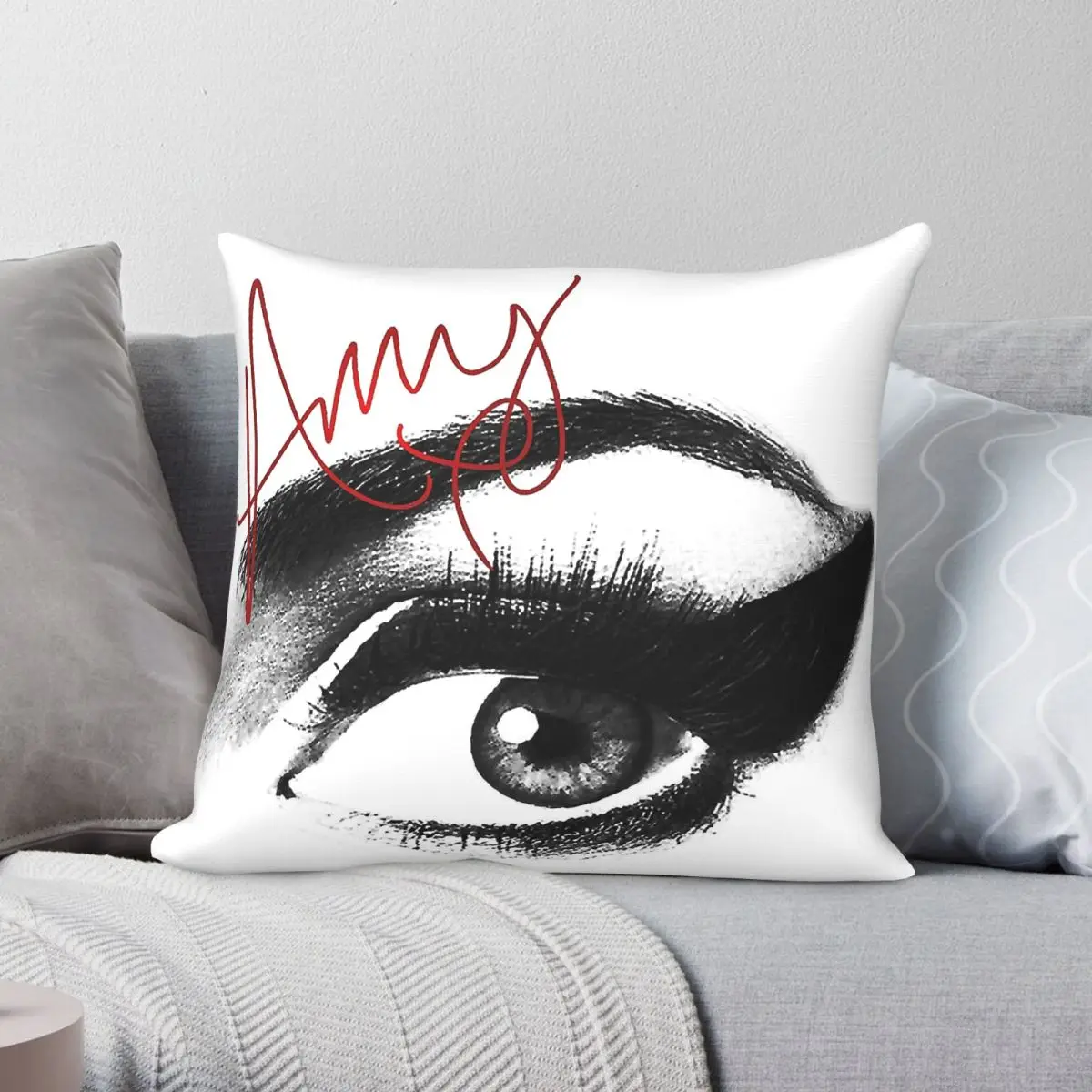 Amy Winehouse Cat Eye Square Pillowcase Polyester Linen Velvet Creative Zip Decorative Throw Pillow Case Bed Cushion Cover